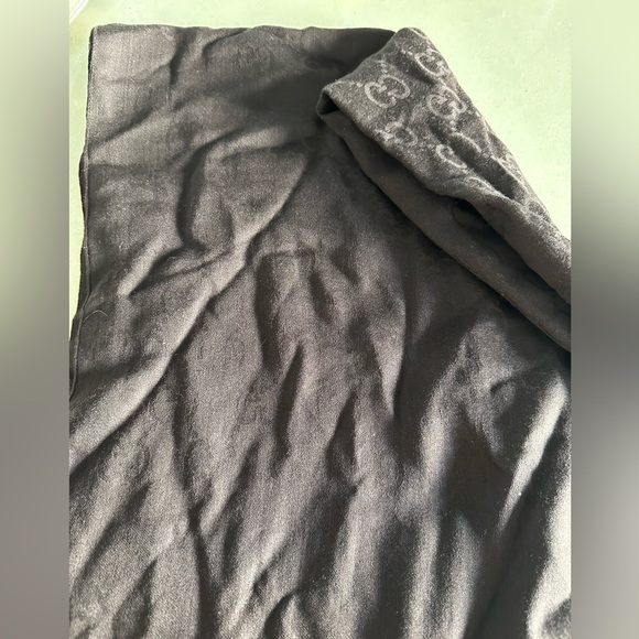 Gucci Chocolate Brown Silk and wool scarf Double G Logo Print - Picture 8 of 9